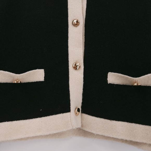 French Connection Vhari Contrast Trim Black Cream Cardigan Sweater Womens M - Picture 4 of 11